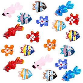 20pcs handgemachte Lampwork Perlen, Fisch, Mischarten