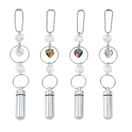 Подвеска в форме сердца из стекла и алюминия для бутылок, с цепями железный шар, для автомобильных подвесных украшений