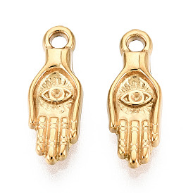 304 подвески в виде руки хамсы с глазом из нержавеющей стали, ионное покрытие (ip)