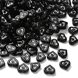 Непрозрачные акриловые бусины, серебристого металла, обвитыми, сердце