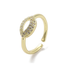 Brass Pave Cubic Zirconia Cuff Rings, Horse Eye