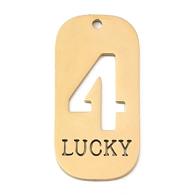 304 подвески из нержавеющей стали, овал с цифрой и словом «счастливый»