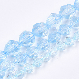 Синтетический кристалл кварца бусины нити, звезды вырезать круглые бусы, окрашенные, граненые, Небесно-голубой