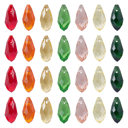 140 pcs 7 couleurs perles de verre, perles percées, facette, larme