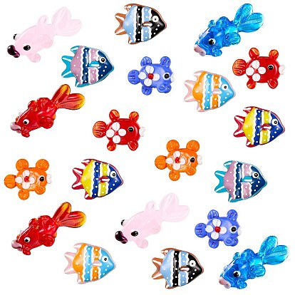 20pcs handgemachte Lampwork Perlen, Fisch, Mischarten