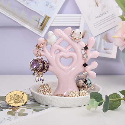Plato de joyería de cerámica de árbol de corazón, bandeja de almacenamiento para anillos, , pendiente