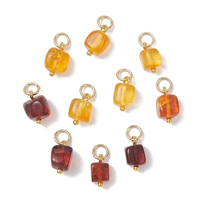 Натуральные квадратные подвески из янтаря, с 304 фурнитурой из нержавеющей стали, золотые
