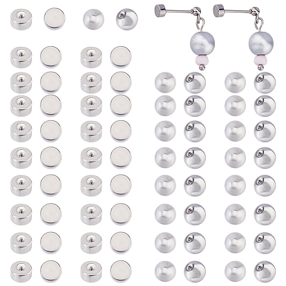 200шт 2 стили ушные гайки из нержавеющей стали, круглый и плоский круглый