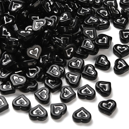 Непрозрачные акриловые бусины, серебристого металла, обвитыми, сердце