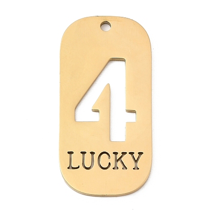 304 подвески из нержавеющей стали, овал с цифрой и словом «счастливый»