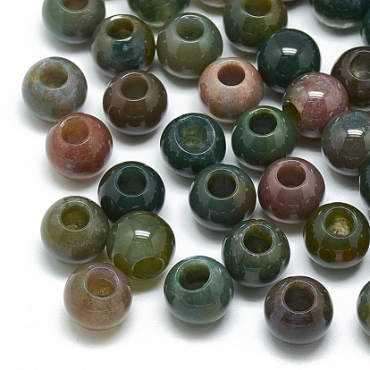 Natural Indian Agate Beads, Large Hole Beads, Rondelle