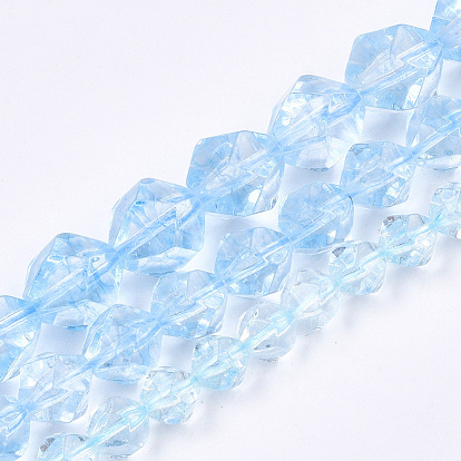Синтетический кристалл кварца бусины нити, звезды вырезать круглые бусы, окрашенные, граненые, Небесно-голубой
