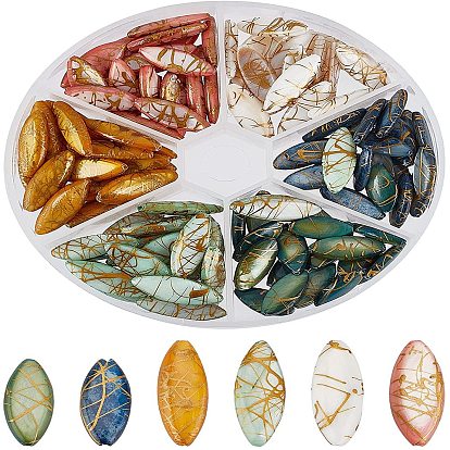 6 Strands 6 Colors Drawbench Freshwater Shell Beads Strands, Dyed, Horse Eye