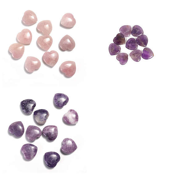Natural Gemstone Healing Love Heart Stones, Pocket Palm Stones for Reiki Ealancing
