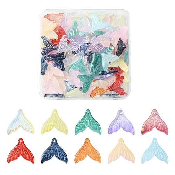 100 шт. Прозрачные стеклянные подвески, окрашенные распылением, русалка русалки