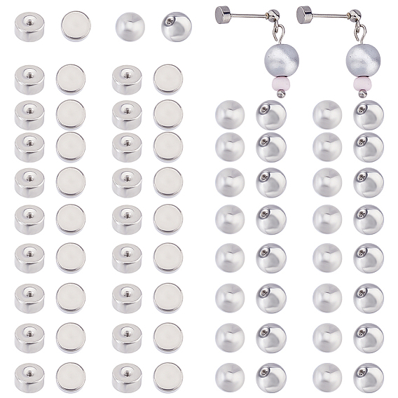 200шт 2 стили ушные гайки из нержавеющей стали, круглый и плоский круглый
