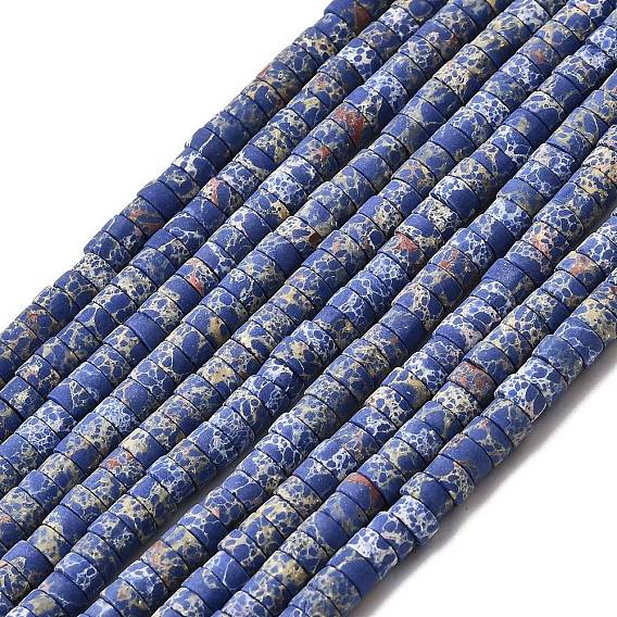 Окрашенные нити синтетических бус императорской яшмы, матовые, Плоский круглый / диск, Heishi бусы