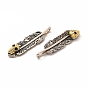 Rack Plating Brass Micro Pave Cubic Zirconia Pendants, Long-Lasting Plated, Lead Free & Cadmium Free, Feather Charm