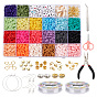 Kits de bijoux diy, y compris les billes d'argile polymère, Perles acryliques, fermoirs pince de homard en alliage , accessoires en fer, Accessoires en laiton, pince en acier au carbone, fer perles pincettes