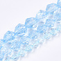 Синтетический кристалл кварца бусины нити, звезды вырезать круглые бусы, окрашенные, граненые, Небесно-голубой
