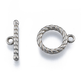 304 Stainless Steel Toggle Clasps, Twisted Ring