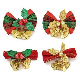 Cloth & Iron Christmas Bowknot Bell Hanging Ornaments , for Christmas Tree and Holiday Party Decoration