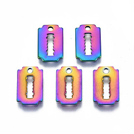 Ion Plating(IP) 201 Stainless Steel Charms, Cadmium Free & Nickel Free & Lead Free, Rectangle