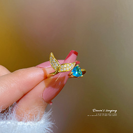 Регулируемое кольцо с цирконом - простое парное кольцо в японском стиле, минималистичные украшения для рук.