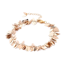 Brass Horse Eye Charm Anklets, with 304 Stainless Steel Lobster Claw Clasps