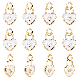 12 кулоны латунные эмалевые шт., без кадмия и без свинца, долговечный, сердце замок, реальный 18 k позолоченный