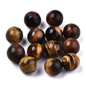 Natural Tiger Eye Beads, Gemstone Sphere, No Hole/Undrilled, Round