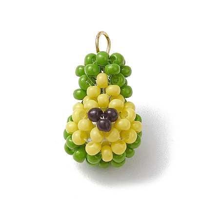 3d подвески из стеклянных бусин в форме авокадо, с золотистыми латунными штифтами с шарообразными головками и стеклянными жемчужными бусинами