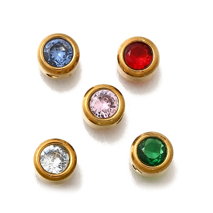 304 из нержавеющей стали горный хрусталь бисер, реальный 18 k позолоченный, просверленный круглый