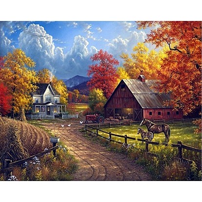DIY Diamond Painting Kits For Kids, with Diamond Painting Cloth, Resin Rhinestones, Diamond Sticky Pen, Tray Plate and Glue Clay, Forest Farm