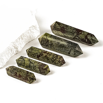 Baguettes en pierre de guérison naturelle avec tour à double pointe, sang de dragon naturel, Pour la décoration de thérapie de méditation de chakra reiki, prisme hexagonal