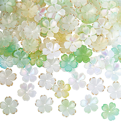 125шт 5 цвета акриловые колпачки для бусин, цветок, с золотым краем