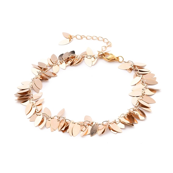 Brass Horse Eye Charm Anklets, with 304 Stainless Steel Lobster Claw Clasps