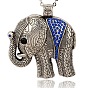 Legierung Strass Tier große Pendants, Elefant, Antik Silber Farbe