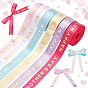 6 Rolls 6 Colors Gold Stamping Happy Mother's Day Polyester Printed Ribbons, for Party Gifts Wrapping