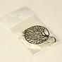 Tibetan Style Tree of life Keychain, with Iron Key Clasp Findings and Alloy Swivel Clasps, Platinum, 100mm