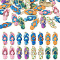 32Pcs 8 Colors Alloy Enamel Pendants, Rack Plating, Flip Flops Charms, Light Gold