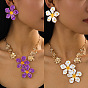 Flower Iron Enamel Stud Earring & Pendant Necklaces for Women