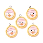 Opaque Resin Pendants, with Platinum Tone Iron Loops, Penguin Head