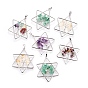 Natural Gemstone Big Pendants, with Brass Findings, Star