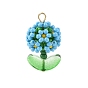 Glass Seed Beaded Pendants, Flower Charm, with 304 Stainless Steel Flat Head Pins & Glass