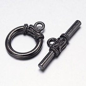 Brass Ring Toggle Clasps, Ring: 21x16x6mm, Bar: 9x29x4mm, Hole: 1mm