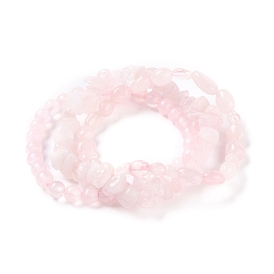 Естественно розовый кварц стрейч браслеты, штабелируемые браслеты, круглые и стружки