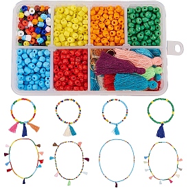 SUNNYCLUE DIY Pendant Necklaces Making, Glass Seed Beads, Opaque Colours Seed, Cotton Thread Tassels Pendant Decorations, Iron Jump Rings and Crystal Thread