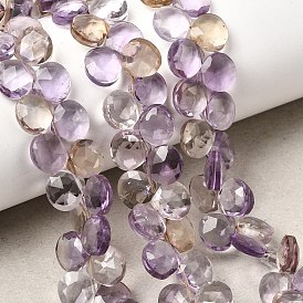 Природные Аметрин бисер нитей, граненые, Топ пробуренной, слеза