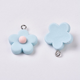 Подвески из смолы, с платиновым покрытием винтовой фиксатор, цветок